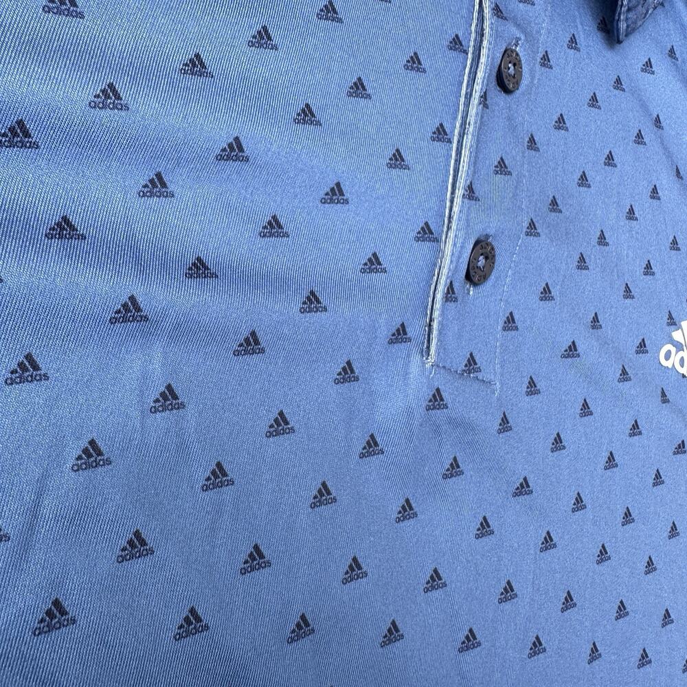 Adidas Polo Mens Large Blue Golf Shirt Collared Activewear Badge of Sport Logo - Picture 7 of 12